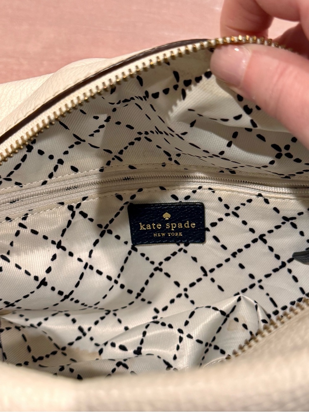 Kate Spade Cream White & Navy Handbag Purse Crossbody Leather Grant Park Alida - Picture 11 of 15
